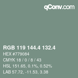 カラーコード: RGB 119 144.4 132.4 | qconv.com