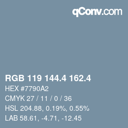 カラーコード: RGB 119 144.4 162.4 | qconv.com