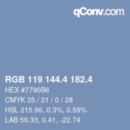カラーコード: RGB 119 144.4 182.4 | qconv.com