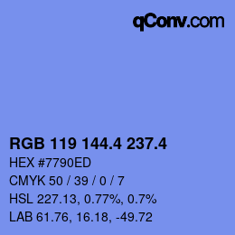 カラーコード: RGB 119 144.4 237.4 | qconv.com