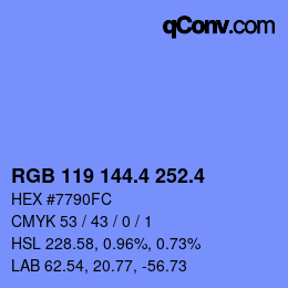 カラーコード: RGB 119 144.4 252.4 | qconv.com