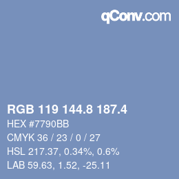 カラーコード: RGB 119 144.8 187.4 | qconv.com