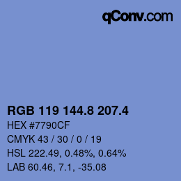 カラーコード: RGB 119 144.8 207.4 | qconv.com