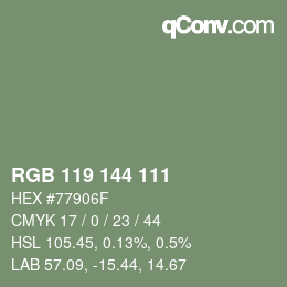Farbcode: RGB 119 144 111 | qconv.com