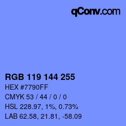 Color code: RGB 119 144 255 | qconv.com