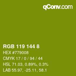 Color code: RGB 119 144 8 | qconv.com