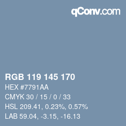 カラーコード: RGB 119 145 170 | qconv.com