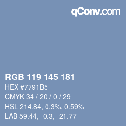 Color code: RGB 119 145 181 | qconv.com