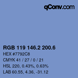 カラーコード: RGB 119 146.2 200.6 | qconv.com