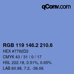 カラーコード: RGB 119 146.2 210.6 | qconv.com