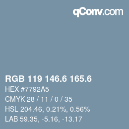 カラーコード: RGB 119 146.6 165.6 | qconv.com