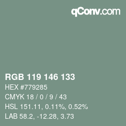 颜色代码: RGB 119 146 133 | qconv.com