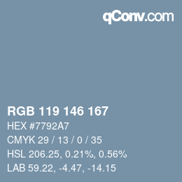 Color code: RGB 119 146 167 | qconv.com