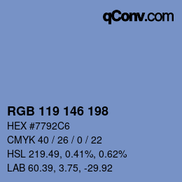 Código de color: RGB 119 146 198 | qconv.com
