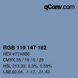 カラーコード: RGB 119 147 182 | qconv.com
