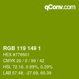 Color code: RGB 119 149 1 | qconv.com