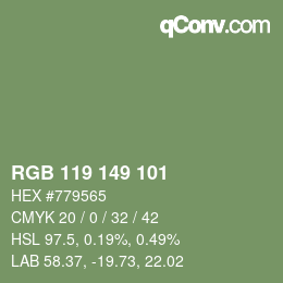 Farbcode: RGB 119 149 101 | qconv.com