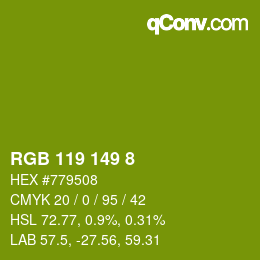 颜色代码: RGB 119 149 8 | qconv.com