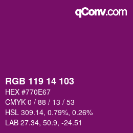 Color code: RGB 119 14 103 | qconv.com