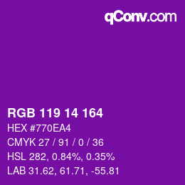 Color code: RGB 119 14 164 | qconv.com