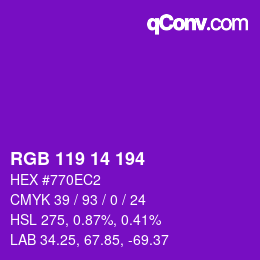 Color code: RGB 119 14 194 | qconv.com