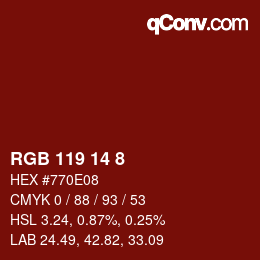 Color code: RGB 119 14 8 | qconv.com