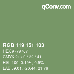 カラーコード: RGB 119 151 103 | qconv.com