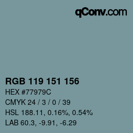 Color code: RGB 119 151 156 | qconv.com