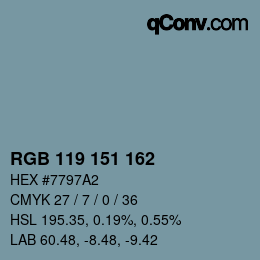 Color code: RGB 119 151 162 | qconv.com