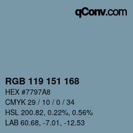 Color code: RGB 119 151 168 | qconv.com