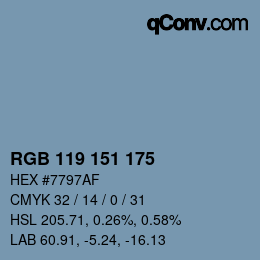 Color code: RGB 119 151 175 | qconv.com