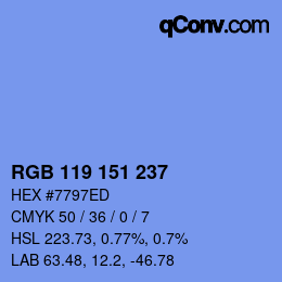 Color code: RGB 119 151 237 | qconv.com