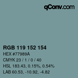 Color code: RGB 119 152 154 | qconv.com