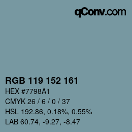 Código de color: RGB 119 152 161 | qconv.com