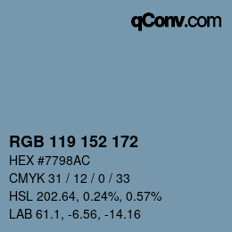 カラーコード: RGB 119 152 172 | qconv.com