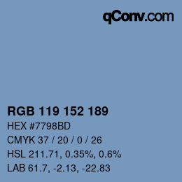 颜色代码: RGB 119 152 189 | qconv.com