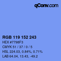 Color code: RGB 119 152 243 | qconv.com