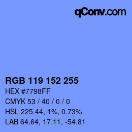 Color code: RGB 119 152 255 | qconv.com