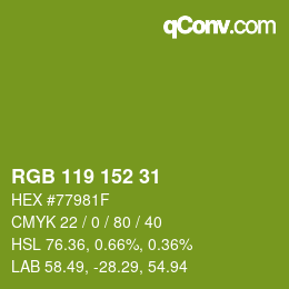 Color code: RGB 119 152 31 | qconv.com