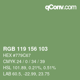 Farbcode: RGB 119 156 103 | qconv.com