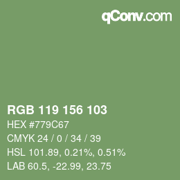 Farbcode: RGB 119 156 103 | qconv.com