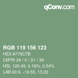 カラーコード: RGB 119 156 123 | qconv.com