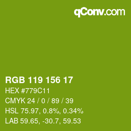 Color code: RGB 119 156 17 | qconv.com