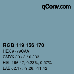 Color code: RGB 119 156 170 | qconv.com