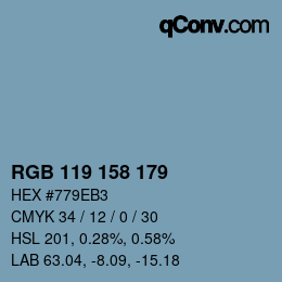 Color code: RGB 119 158 179 | qconv.com