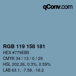 Color code: RGB 119 158 181 | qconv.com