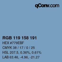Color code: RGB 119 158 191 | qconv.com