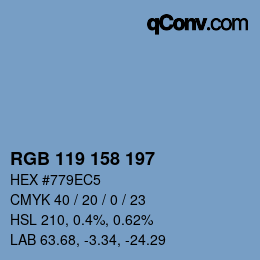 颜色代码: RGB 119 158 197 | qconv.com