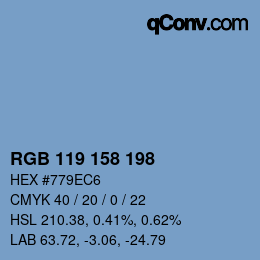 Color code: RGB 119 158 198 | qconv.com