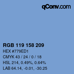 Color code: RGB 119 158 209 | qconv.com